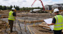 Foundation and site preparation work with survey and concrete activity